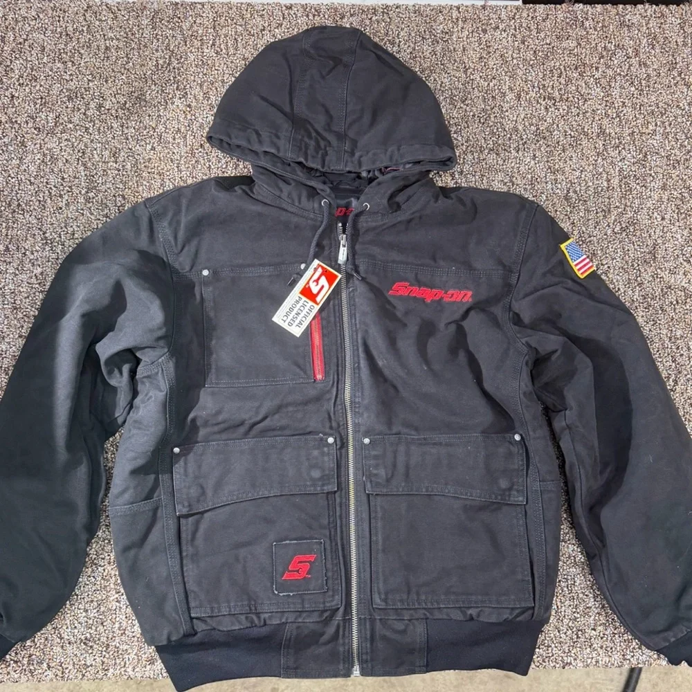 Snap-On Black Canvas Workwear Bomber with Red Lettering - Picture 16 of 16